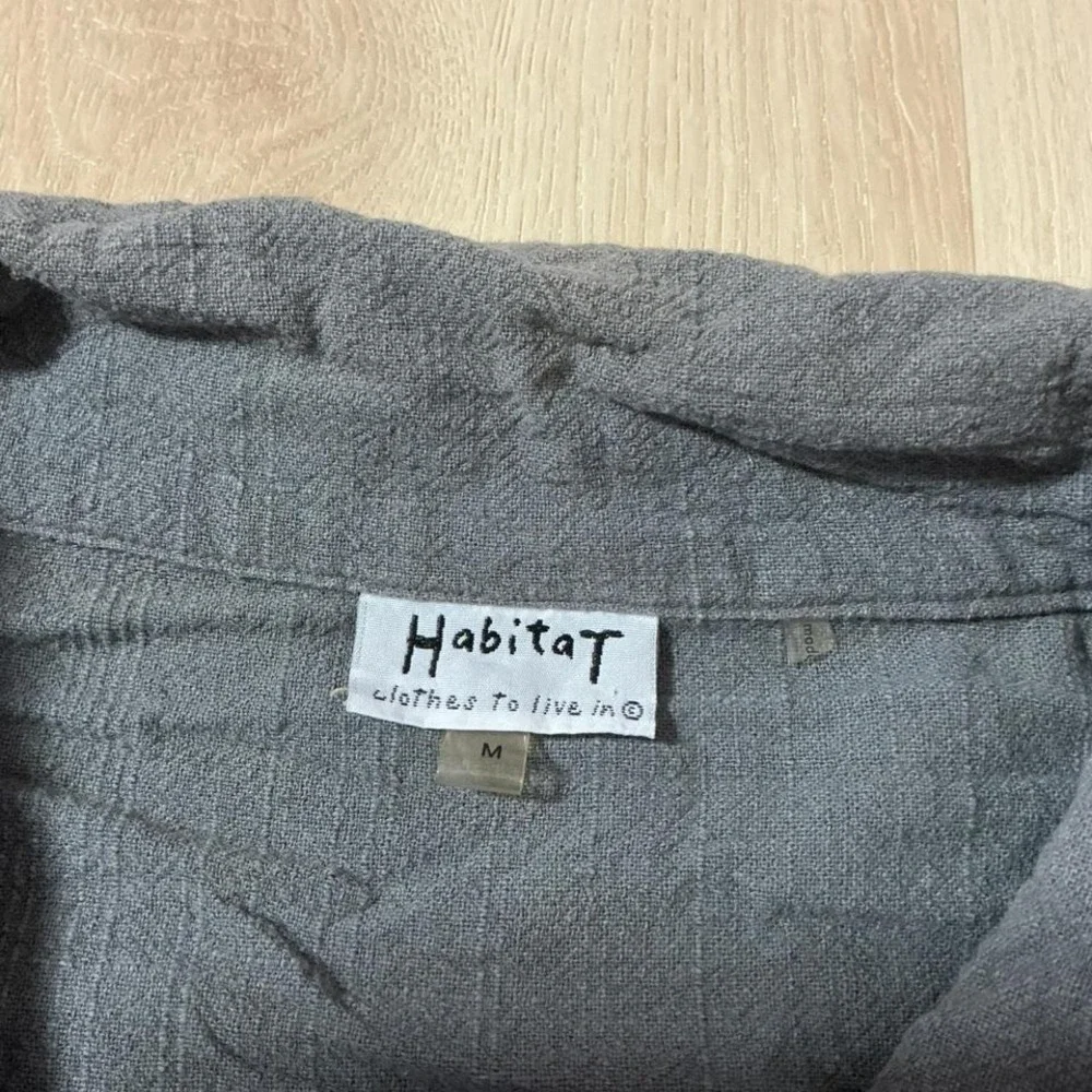 Habitat Gray Linen Blend Collared Button Front Cropped Jacket Top Women's Medium